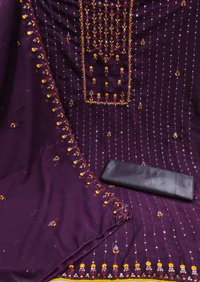 Purple embroidered georgette salwar 2