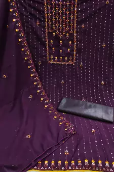 Purple embroidered georgette salwar