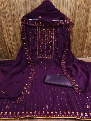 Purple embroidered georgette salwar 3