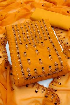Yellow embroidered georgette salwar