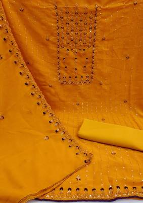 Yellow embroidered georgette salwar 2