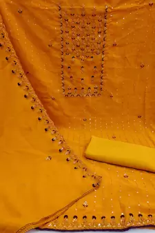 Yellow embroidered georgette salwar