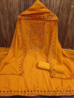 Yellow embroidered georgette salwar 3