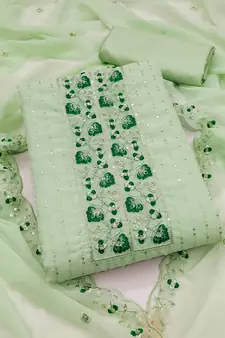 Green embroidered georgette salwar