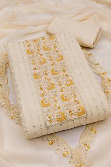 White embroidered georgette salwar