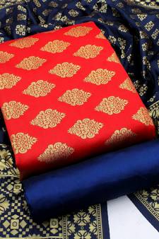 Red woven jacquard salwar
