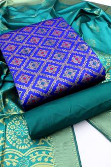 Blue woven jacquard salwar