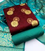 Brown woven jacquard salwar