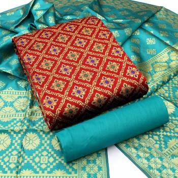 Red woven jacquard salwar 1