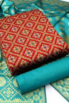 Red woven jacquard salwar