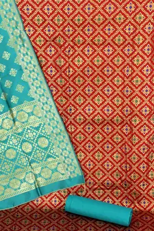 Red woven jacquard salwar