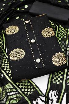 Black woven cotton salwar