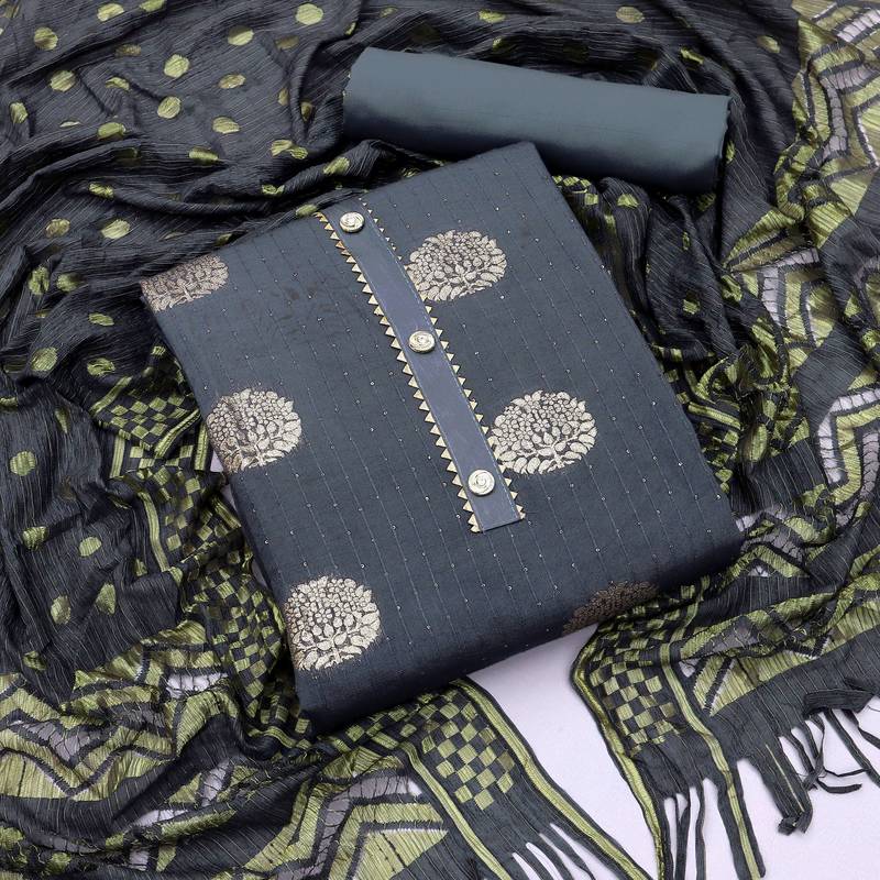 Grey woven cotton salwar