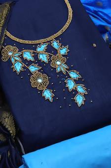 Blue embroidered cotton salwar