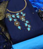 Blue embroidered cotton salwar