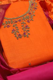 Orange embroidered cotton salwar