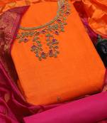 Orange embroidered cotton salwar