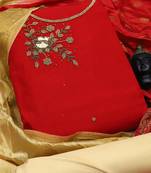 Red embroidered cotton salwar