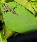 Green embroidered cotton salwar