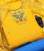Yellow embroidered cotton salwar