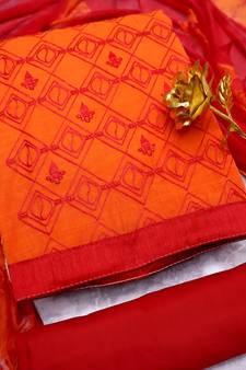 Orange embroidered cotton salwar
