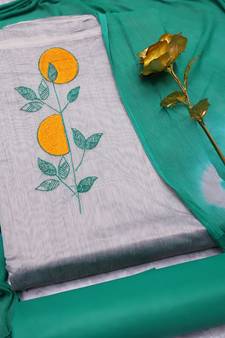 Grey embroidered cotton salwar