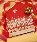 Red embroidered cotton salwar