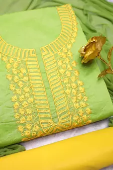 Green embroidered cotton salwar