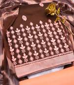 Brown embroidered cotton salwar