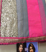 Shraddha Das Grey  and  Pink embroidered Net saree with blouse
