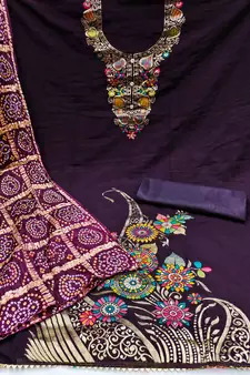 Purple woven jacquard salwar