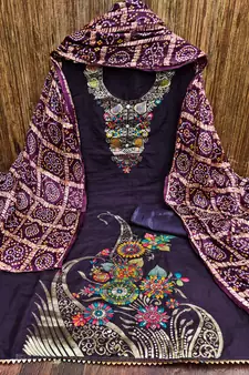 Purple woven jacquard salwar