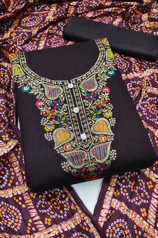 Brown woven jacquard salwar
