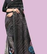 Brown embroidered lycra saree with blouse