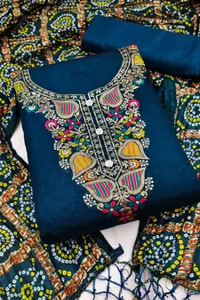 Blue woven jacquard salwar