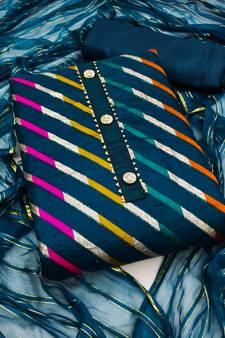 Blue woven jacquard salwar