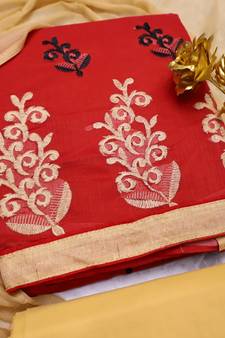 Red embroidered cotton salwar