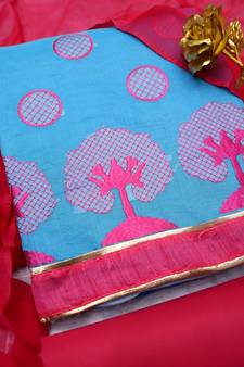 Blue embroidered cotton salwar