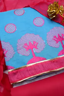 Blue embroidered cotton salwar