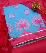 Blue embroidered cotton salwar