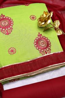 Green embroidered cotton salwar