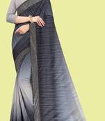 Grey embroidered lycra saree with blouse