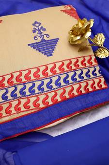 Beige embroidered cotton salwar
