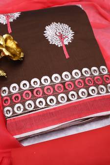 Brown embroidered cotton salwar