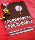 Brown embroidered cotton salwar