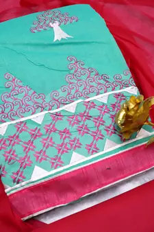 Green embroidered cotton salwar