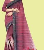 Red embroidered lycra saree with blouse