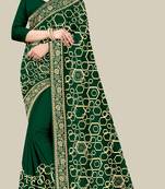 Green embroidered shimmer saree with blouse