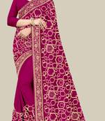 Pink embroidered shimmer saree with blouse