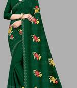 Green embroidered shimmer saree with blouse